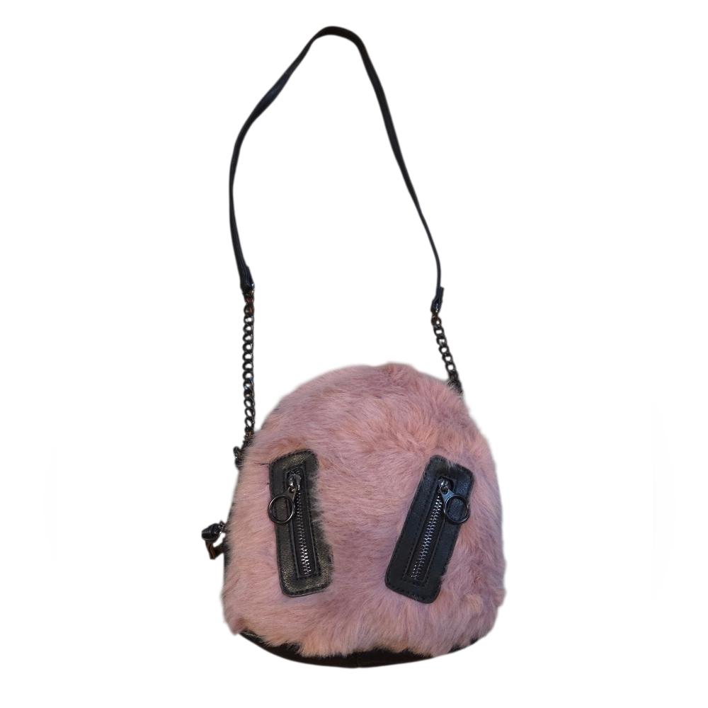 Madden Girl - Faux Fur / Faux Black Leather Crossbody Bag - Picture 4 of 10